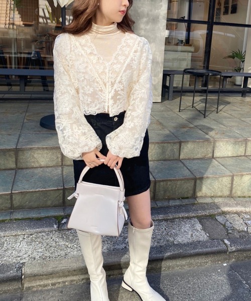 one after another NICE CLAUP（ワンアフターアナザーナイスクラップ）の「刺繍シアーブラウス ハイネックインナーセット（シャツ/ブラウス・レディース・オフホワイト/モカ/ラベンダー・FREE）」の22枚目の写真