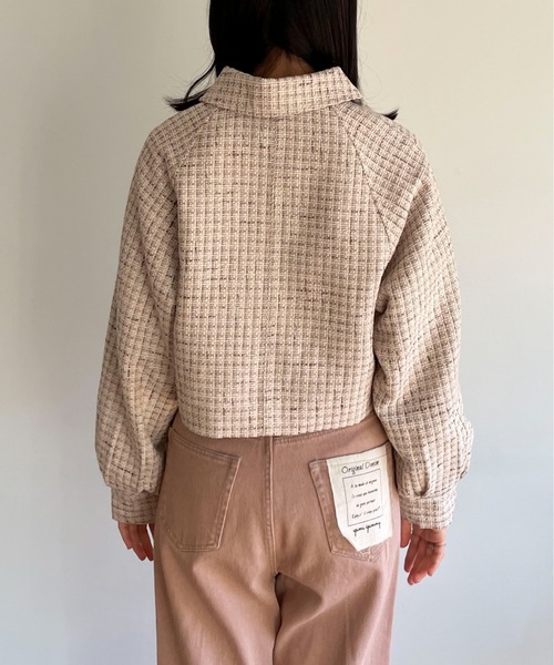 EPIMI E'PIMMY（エピミエピミー）の「ビックカラーツイードショートジャケット（ブルゾン・レディース・ブラック/ベージュ/オフホワイト・MEDIUM）」の8枚目の写真