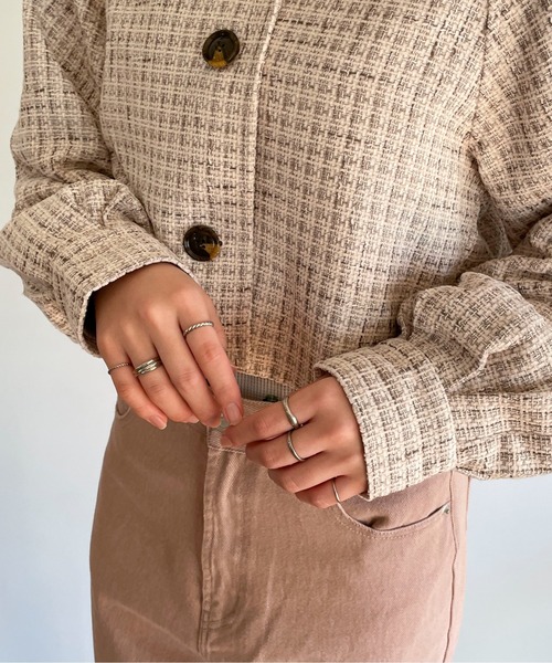 EPIMI E'PIMMY（エピミエピミー）の「ビックカラーツイードショートジャケット（ブルゾン・レディース・ブラック/ベージュ/オフホワイト・MEDIUM）」の10枚目の写真