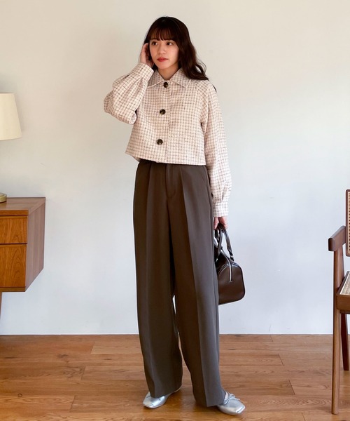 EPIMI E'PIMMY（エピミエピミー）の「ビックカラーツイードショートジャケット（ブルゾン・レディース・ブラック/ベージュ/オフホワイト・MEDIUM）」の13枚目の写真