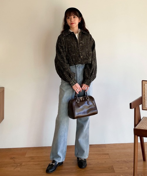 EPIMI E'PIMMY（エピミエピミー）の「ビックカラーツイードショートジャケット（ブルゾン・レディース・ブラック/ベージュ/オフホワイト・MEDIUM）」の12枚目の写真