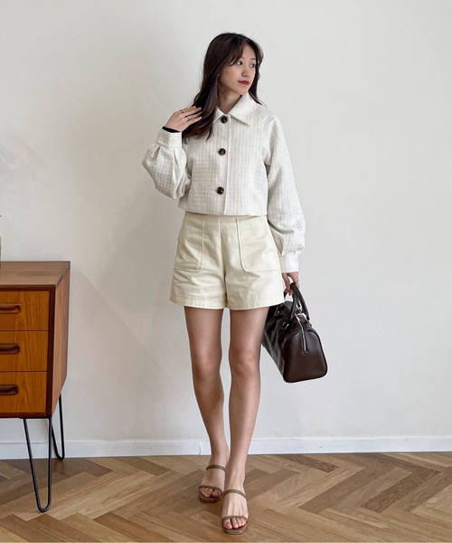 EPIMI E'PIMMY（エピミエピミー）の「ビックカラーツイードショートジャケット（ブルゾン・レディース・ブラック/ベージュ/オフホワイト・MEDIUM）」の15枚目の写真