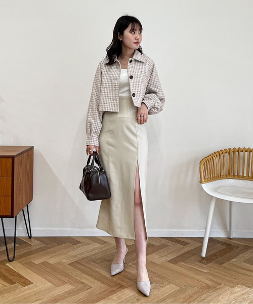 EPIMI E'PIMMY（エピミエピミー）の「ビックカラーツイードショートジャケット（ブルゾン・レディース・ブラック/ベージュ/オフホワイト・MEDIUM）」の17枚目の写真