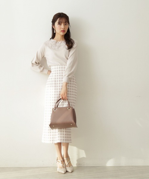 PROPORTION BODY DRESSING（プロポーションボディドレッシング）の「レースデコルテニット / 1212170209（ニット/セーター・レディース・オフホワイト/ダークグレー/パープル・FREE）」の16枚目の写真