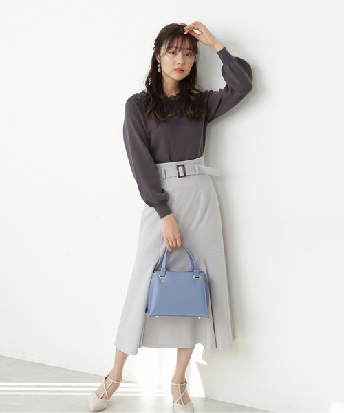 PROPORTION BODY DRESSING（プロポーションボディドレッシング）の「レースデコルテニット / 1212170209（ニット/セーター・レディース・オフホワイト/ダークグレー/パープル・FREE）」の6枚目の写真