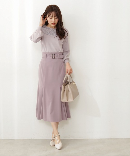 PROPORTION BODY DRESSING（プロポーションボディドレッシング）の「レースデコルテニット / 1212170209（ニット/セーター・レディース・オフホワイト/ダークグレー/パープル・FREE）」の4枚目の写真