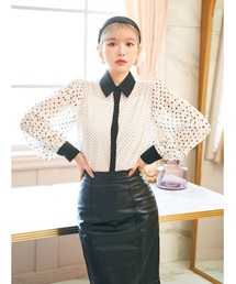 ドットシースルーブラウス