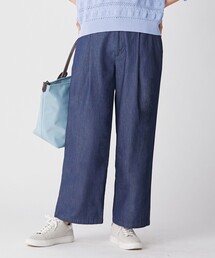 【洗える】インディゴツイル デニム ワイドパンツ