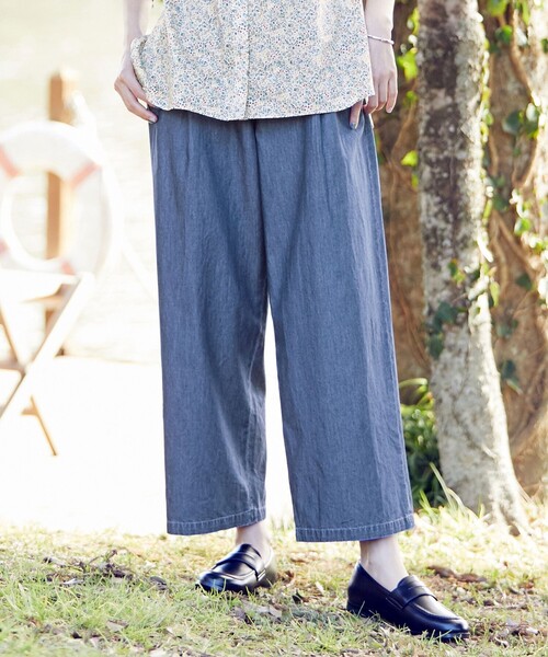 J.PRESS Ladies(J.プレス レディス)の「【洗える】インディゴツイル デニム ワイドパンツ(デニムパンツ・レディース・サックスブルー系/ネイビー系・S/XXS/XS)」の2枚目の写真