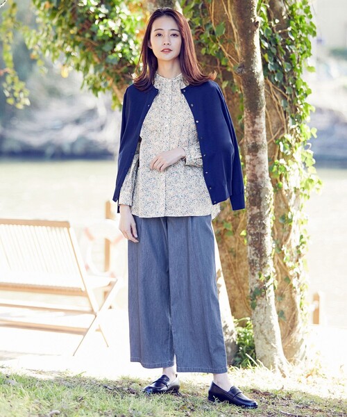 J.PRESS Ladies(J.プレス レディス)の「【洗える】インディゴツイル デニム ワイドパンツ(デニムパンツ・レディース・サックスブルー系/ネイビー系・S/XXS/XS)」の3枚目の写真