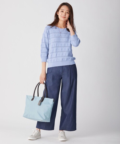 J.PRESS Ladies(J.プレス レディス)の「【洗える】インディゴツイル デニム ワイドパンツ(デニムパンツ・レディース・サックスブルー系/ネイビー系・S/XXS/XS)」の6枚目の写真