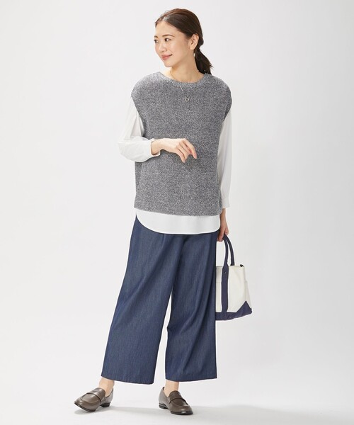 J.PRESS Ladies(J.プレス レディス)の「【洗える】インディゴツイル デニム ワイドパンツ(デニムパンツ・レディース・サックスブルー系/ネイビー系・S/XXS/XS)」の8枚目の写真