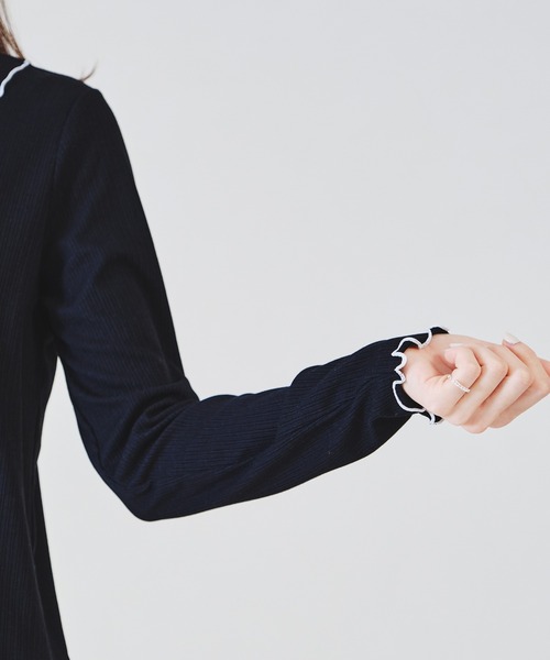 acro（アクロ）の「アシメ配色メローリブカットソー/AC1339（Tシャツ/カットソー・レディース・ブラック/ブルー/ホワイト/イエロー・ﾌﾘ-）」の14枚目の写真