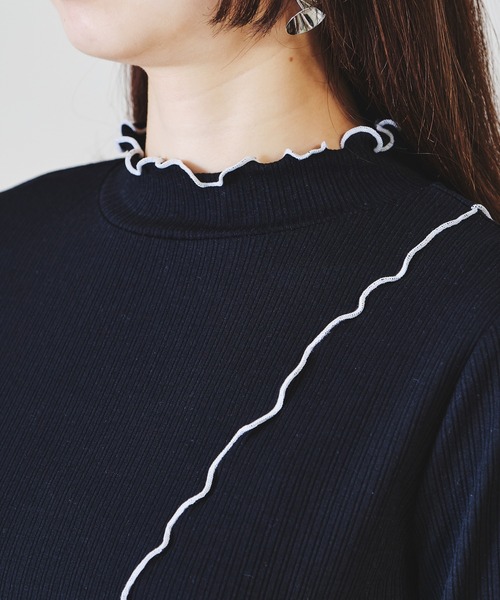 acro（アクロ）の「アシメ配色メローリブカットソー/AC1339（Tシャツ/カットソー・レディース・ブラック/ブルー/ホワイト/イエロー・ﾌﾘ-）」の12枚目の写真