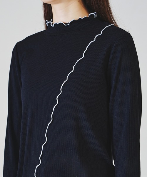 acro（アクロ）の「アシメ配色メローリブカットソー/AC1339（Tシャツ/カットソー・レディース・ブラック/ブルー/ホワイト/イエロー・ﾌﾘ-）」の7枚目の写真