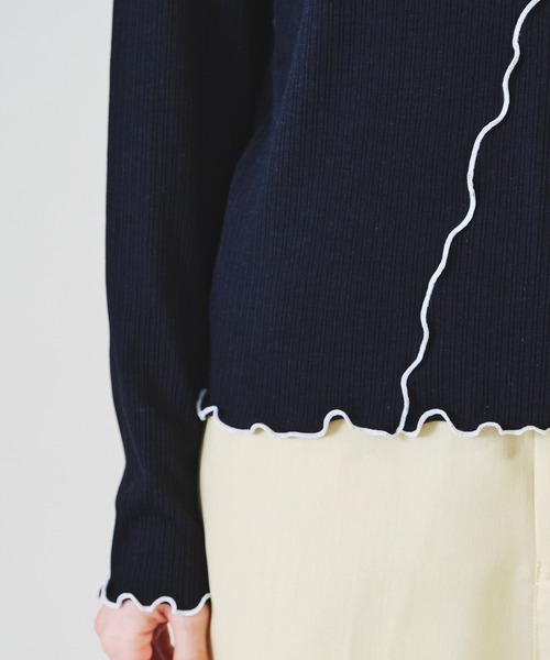 acro（アクロ）の「アシメ配色メローリブカットソー/AC1339（Tシャツ/カットソー・レディース・ブラック/ブルー/ホワイト/イエロー・ﾌﾘ-）」の9枚目の写真