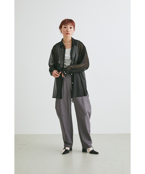 SLY(スライ)の「3D WIDE LEG PT ワイドレッグ パンツ(スラックス・レディース・ベージュ/グレー・2/1)」の3枚目の写真