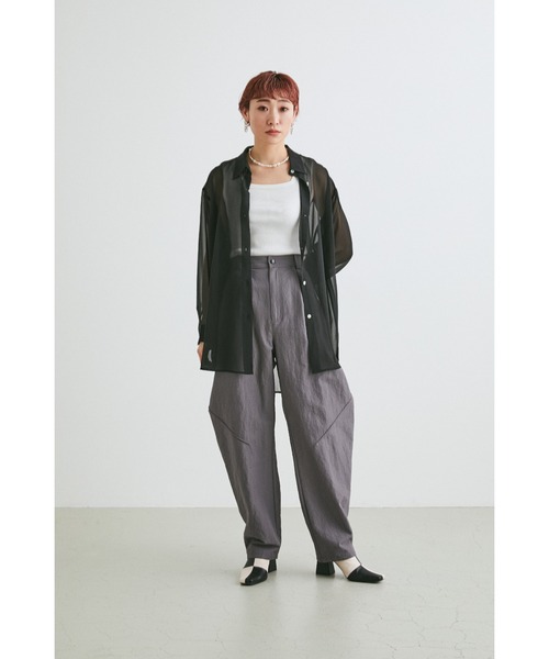 SLY(スライ)の「3D WIDE LEG PT ワイドレッグ パンツ(スラックス・レディース・ベージュ/グレー・2/1)」の4枚目の写真