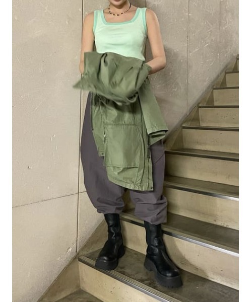 SLY(スライ)の「3D WIDE LEG PT ワイドレッグ パンツ(スラックス・レディース・ベージュ/グレー・2/1)」の8枚目の写真