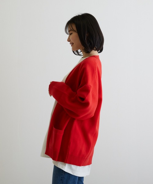 VIBGYOR（ヴィブジョー）の「VIBGYOR Select/JQD V/Nカーデ(BL)（カーディガン/ボレロ・メンズ・グレー/レッド・LARGE/MEDIUM）」の6枚目の写真