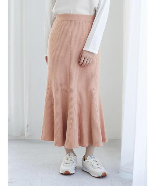 Green Parks(グリーンパークス)の「・SUGAR SPOON リブニットマーメイドスカート(スカート・レディース・ブラック/ベージュ/ピンク/ライトカーキ・FREE)」の6枚目の写真