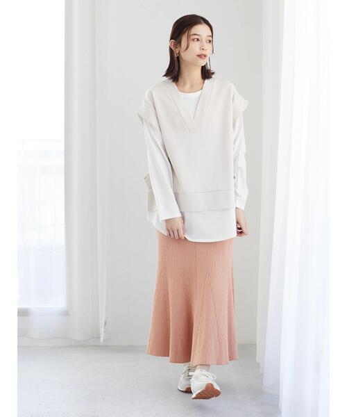 Green Parks(グリーンパークス)の「・SUGAR SPOON リブニットマーメイドスカート(スカート・レディース・ブラック/ベージュ/ピンク/ライトカーキ・FREE)」の19枚目の写真