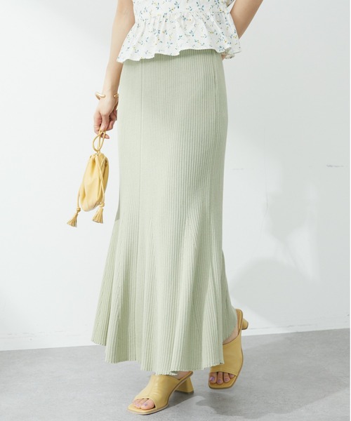 Green Parks(グリーンパークス)の「・SUGAR SPOON リブニットマーメイドスカート(スカート・レディース・ブラック/ベージュ/ピンク/ライトカーキ・FREE)」の3枚目の写真