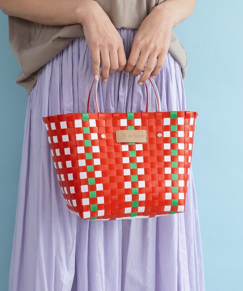 VitaFelice(ヴィータフェリーチェ)の「ミニメルカドバッグ トートバッグ(かごバッグ・レディース・グリーン/ホワイト/レッド/ブルー/イエロー・FREE)」の5枚目の写真
