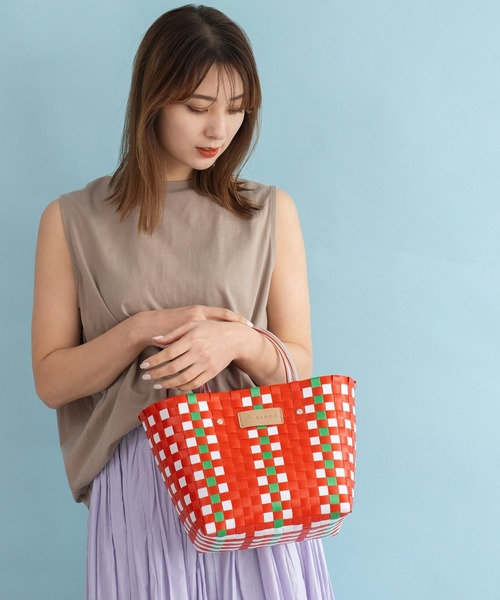 VitaFelice(ヴィータフェリーチェ)の「ミニメルカドバッグ トートバッグ(かごバッグ・レディース・グリーン/ホワイト/レッド/ブルー/イエロー・FREE)」の14枚目の写真