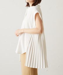 COLLAGE GALLARDAGALANTE | サイドプリーツジョーゼットキーネックブラウス/しわになりにくい/手洗い可(シャツ/ブラウス)