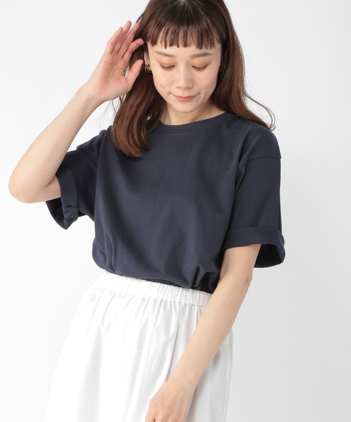 studio CLIP（スタディオクリップ）の「USAコットンスリットTシャツ（Tシャツ/カットソー・レディース・ホワイト/ライトブルー/ピンク/グリーン/その他1/その他2/その他3/その他4/その他5/その他7/サックスブルー/その他6/カーキ/ネイビー・MEDIUM/LARGE）」の6枚目の写真