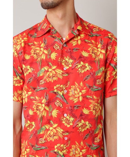 BLUE TORNADO（ブルートルネード）の「BLUE TORNADO∴フラワープリントアロハシャツ（シャツ/ブラウス・メンズ・レッド・M）」の4枚目の写真