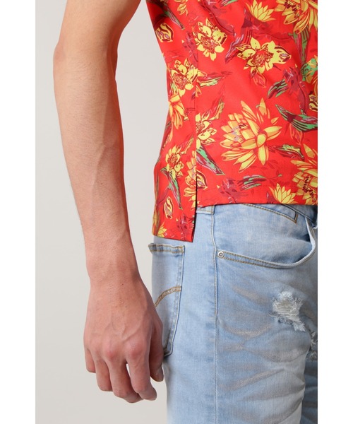 BLUE TORNADO（ブルートルネード）の「BLUE TORNADO∴フラワープリントアロハシャツ（シャツ/ブラウス・メンズ・レッド・M）」の6枚目の写真