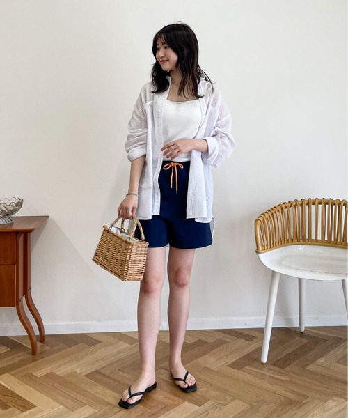 EPIMI E'PIMMY（エピミエピミー）の「配色コードスウェットショートパンツ（スウェットパンツ・レディース・ネイビー/オートミール/杢グレー・MEDIUM）」の4枚目の写真