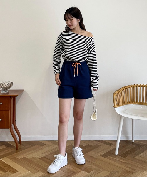 EPIMI E'PIMMY（エピミエピミー）の「配色コードスウェットショートパンツ（スウェットパンツ・レディース・ネイビー/オートミール/杢グレー・MEDIUM）」の14枚目の写真