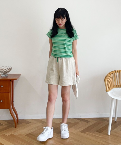 EPIMI E'PIMMY（エピミエピミー）の「配色コードスウェットショートパンツ（スウェットパンツ・レディース・ネイビー/オートミール/杢グレー・MEDIUM）」の18枚目の写真