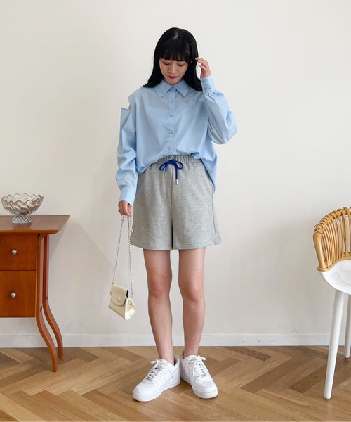 EPIMI E'PIMMY（エピミエピミー）の「配色コードスウェットショートパンツ（スウェットパンツ・レディース・ネイビー/オートミール/杢グレー・MEDIUM）」の15枚目の写真