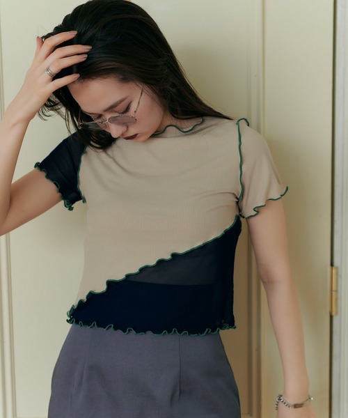 TINA：JOJUN（ティーナジョジュン）の「配色メロー シアー