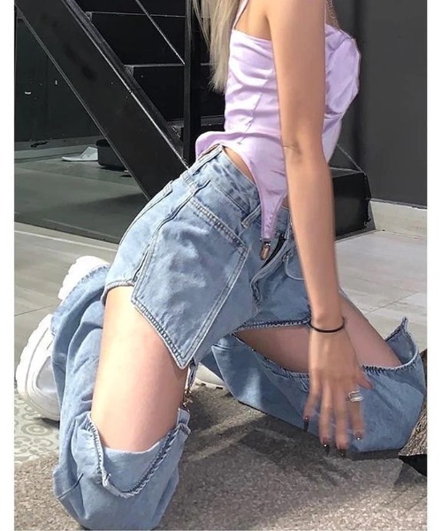 sevens(セブンズ)の「【sevens】2wayハーフセパレートデニムパンツ(デニムパンツ・レディース・ブルー・MEDIUM)」の10枚目の写真