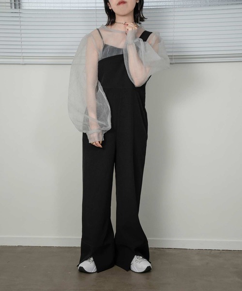 lawgy（ラウジー）の「asymmetry design all in one（つなぎ/オールインワン・レディース・グレイッシュベージュ/ブラック・FREE）」の3枚目の写真