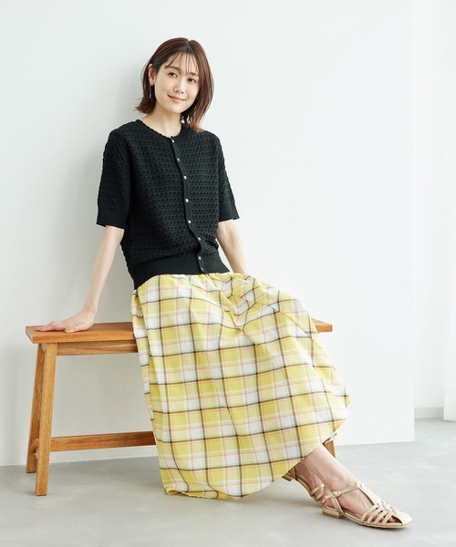 ROPE' PICNIC（ロペピクニック）の「透かし柄ニットカーディガン（カーディガン/ボレロ・レディース・ブラック/ブラウン/オフホワイト/グリーン/ライトグリーン/ホワイト系その他5・38）」の15枚目の写真