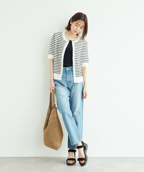 ROPE' PICNIC（ロペピクニック）の「透かし柄ニットカーディガン（カーディガン/ボレロ・レディース・ブラック/ブラウン/オフホワイト/グリーン/ライトグリーン/ホワイト系その他5・38）」の13枚目の写真