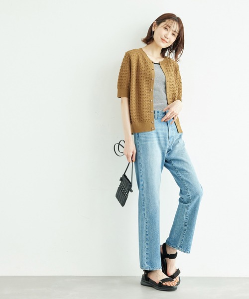 ROPE' PICNIC（ロペピクニック）の「透かし柄ニットカーディガン（カーディガン/ボレロ・レディース・ブラック/ブラウン/オフホワイト/グリーン/ライトグリーン/ホワイト系その他5・38）」の21枚目の写真