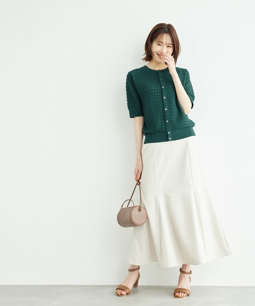 ROPE' PICNIC（ロペピクニック）の「透かし柄ニットカーディガン（カーディガン/ボレロ・レディース・ブラック/ブラウン/オフホワイト/グリーン/ライトグリーン/ホワイト系その他5・38）」の11枚目の写真