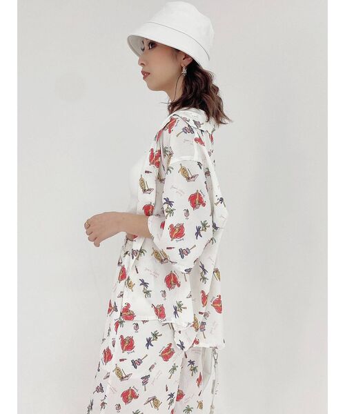 GYDA(ジェイダ)の「【セットアップ着用可】ORIGINAL BEACH PATTERN ハーフスリーブシャツ(シャツ/ブラウス・レディース・チャコールグレー/オフホワイト・FREE)」の15枚目の写真