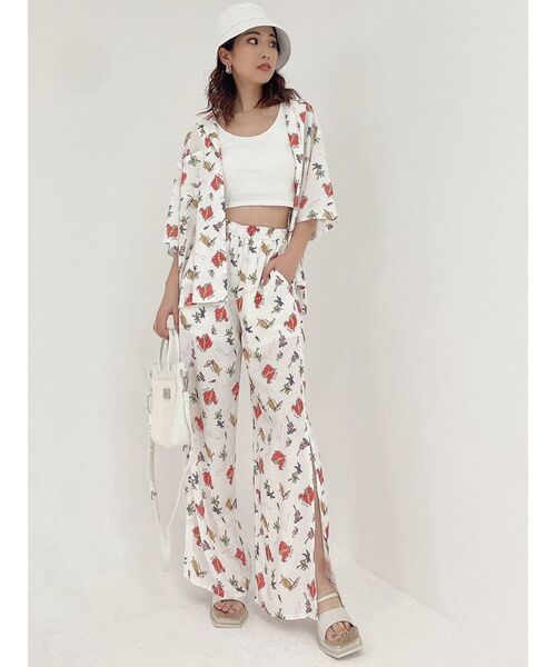 GYDA(ジェイダ)の「【セットアップ着用可】ORIGINAL BEACH PATTERN ハーフスリーブシャツ(シャツ/ブラウス・レディース・チャコールグレー/オフホワイト・FREE)」の17枚目の写真