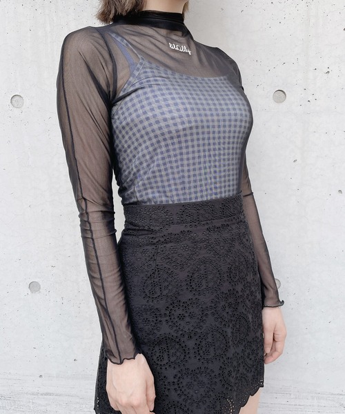 lilLilly（リルリリー）の「メッシュロゴトップス（Tシャツ/カットソー・レディース・ホワイト/ブラック/ベージュ・FREE）」の11枚目の写真