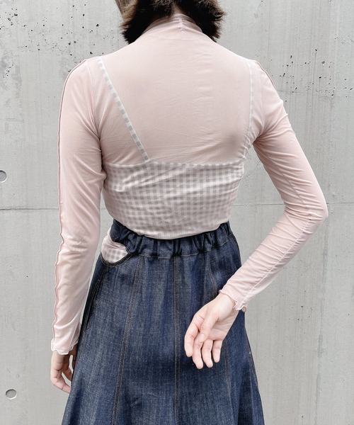 lilLilly（リルリリー）の「メッシュロゴトップス（Tシャツ/カットソー・レディース・ホワイト/ブラック/ベージュ・FREE）」の7枚目の写真