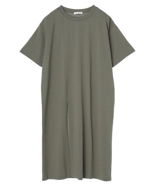 Green　Parks（グリーンパークス）の「前スリットカットワンピース（ワンピース・レディース・ブラック/ベージュ/カーキ・FREE）」の4枚目の写真