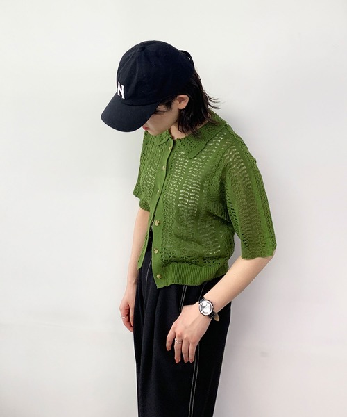 179/WG（イチナナキュウダブルジー）の「透かし編みカーディガン（カーディガン/ボレロ・レディース・オフホワイト/イエロー/グリーン・FREE）」の18枚目の写真